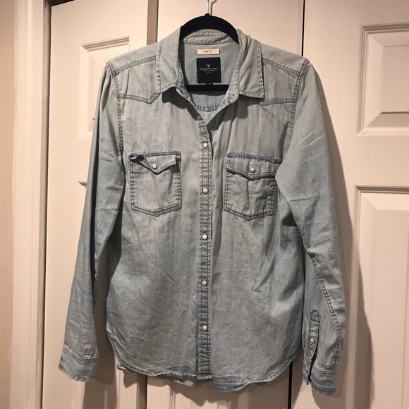 American Eagle Outfitters Tops - Jean Button Down Shirt